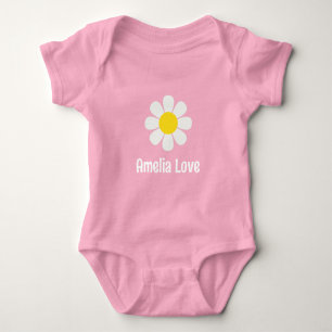 Body Para Bebé Flor de margarita Nombre personalizado Niña bebé p