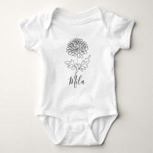 Body Para Bebé Flor de nacimiento personalizada de crisantemo de 