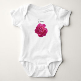 Body Para Bebé Flor de peonía rosa vibrante personalizada