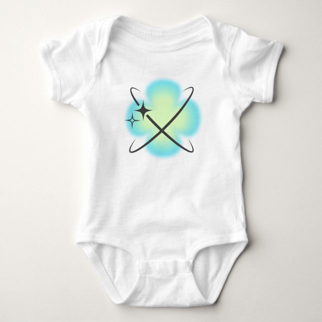 Body Para Bebé Flor de Teal Atómico Retro (Anverso)
