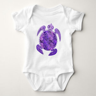 Body Para Bebé Flor de vida / Blume des Lebes - tortuga morada
