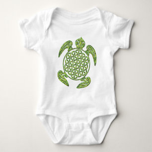 Body Para Bebé Flor de vida / Blume des Lebes - verde tortuga