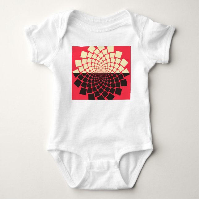 Body Para Bebé Flor estilizada: marfil rojo negro (Anverso)