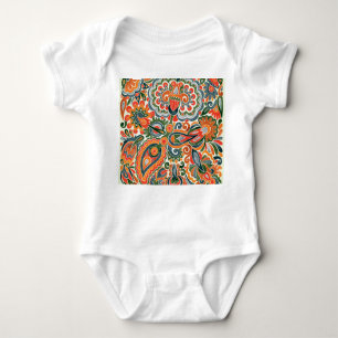 Body Para Bebé Flor étnica ucraniana, marcador de mano.