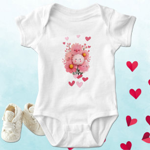 Body Para Bebé Flor Kawaii Adorable con Corazones