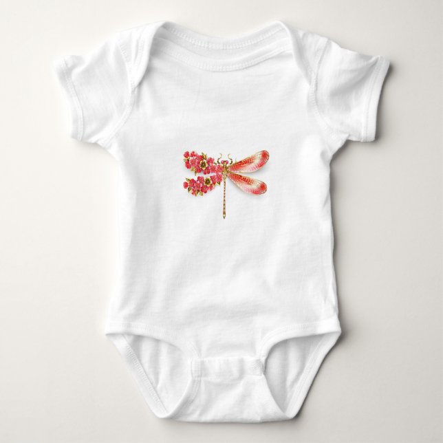 Body Para Bebé Flor libélula con sakura de joyas (Anverso)