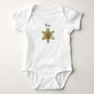 Body Para Bebé Flor Lirio Amarilla Específica Personalizada