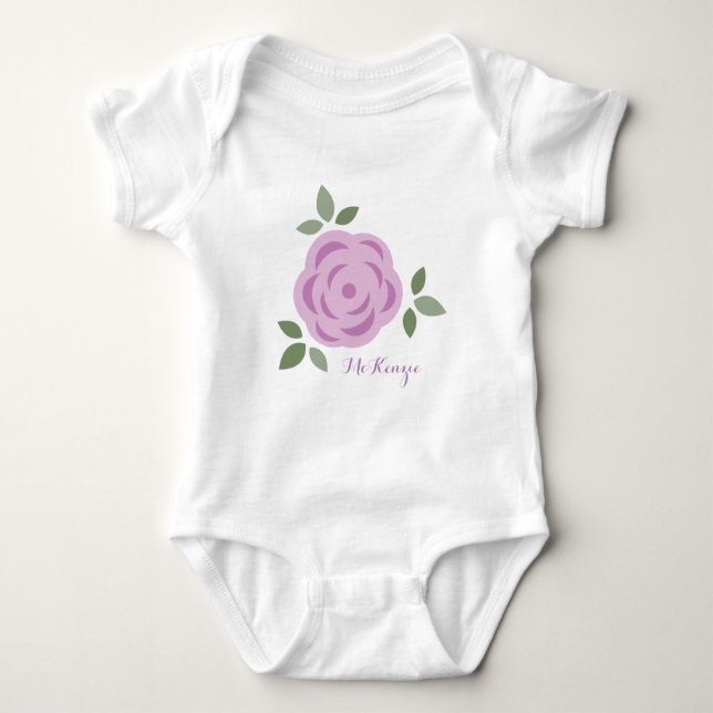 Body Para Bebé Flor morada Girly (Anverso)