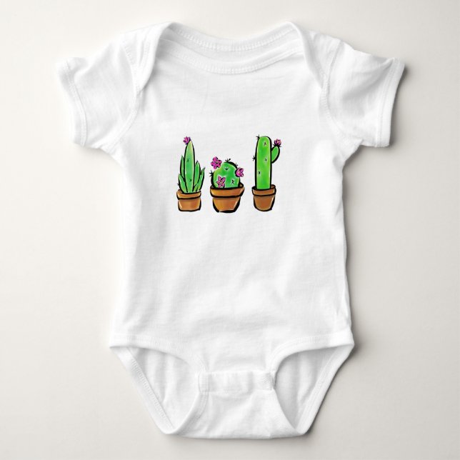 Body Para Bebé Flor rosa Cactus cactus succulent (Anverso)