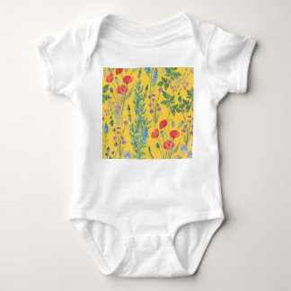 Body Para Bebé Flor silvestre: Pintura de color de agua sin foco.