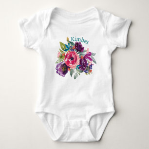 Body Para Bebé Floral acuarela personalizada