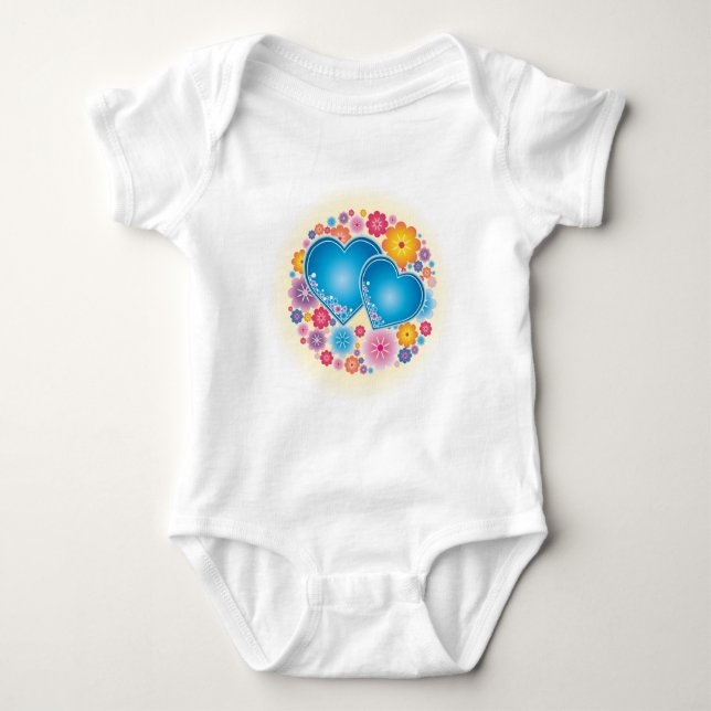 Body Para Bebé Floral de Blue Hearts (Anverso)