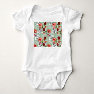 Body Para Bebé Floral de primavera verde: mano dibujada