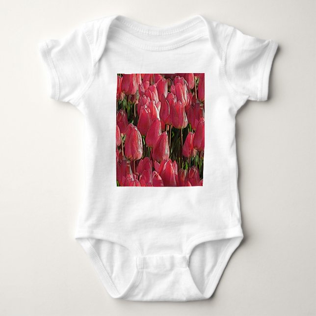 Body Para Bebé Floral de tulipanes rosados (Anverso)