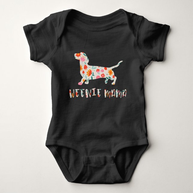 Body Para Bebé Floral de Weenie Mama Dachshund (Anverso)