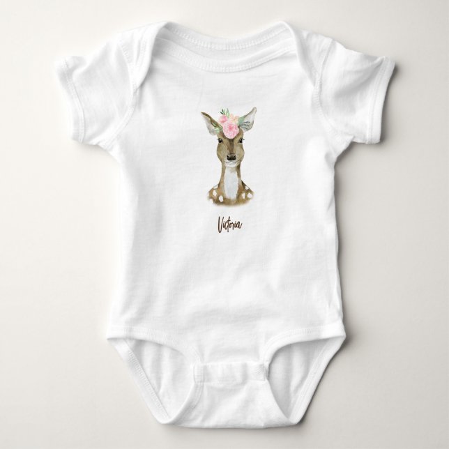 Body Para Bebé Floral Deer Baby Bodysuit (Anverso)