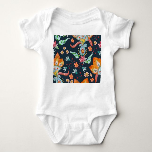 Body Para Bebé Floral Delight: Textura de flores acuáticas (Anverso)