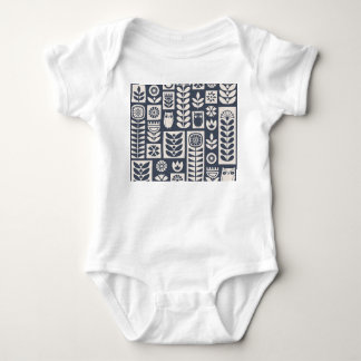 Body Para Bebé Floral escandinava: blanco, azul, Minimalista.