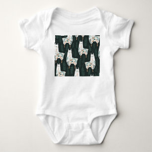 Body Para Bebé Floral Llamas Cute Textura de cosecha