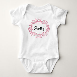 Body Para Bebé Floral monograma personalizado