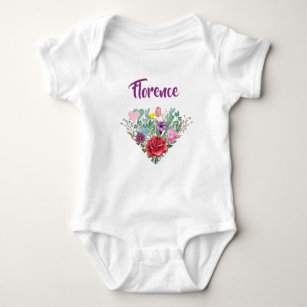 Body Para Bebé Florencia Personaliza Nombre Flores Gemelas 2 Cora
