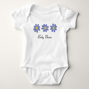 Body Para Bebé Flores azules dulces con nombre de encargo del