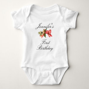Body Para Bebé Flores blancas nombre personal y evento Baby Tee