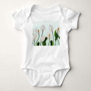 Body Para Bebé Flores blancas sin soldadura azul