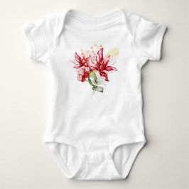Body Para Bebé Flores de acuarela de poinsettia roja de vacacione