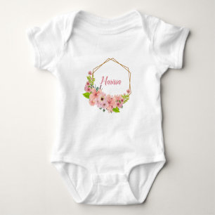 Body Para Bebé Flores de Acuarela Rosadas - Personalizadas