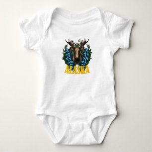 Body Para Bebé Flores De Alaska Moose Y Myosotis Alpina