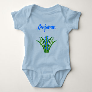 Body Para Bebé Flores de Bluebell Niño Azul Primavera Nombre Pers