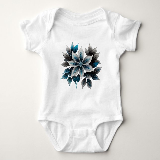 Body Para Bebé Flores de bonito y hojas (Anverso)