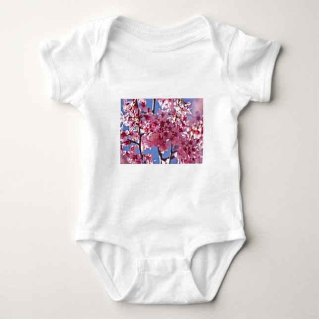 Body Para Bebé Flores de Cerezo Sakura Estrellas Rojas (Anverso)