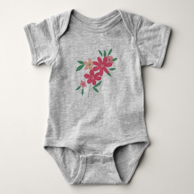 Body Para Bebé Flores de doncella verde rosada (Anverso)