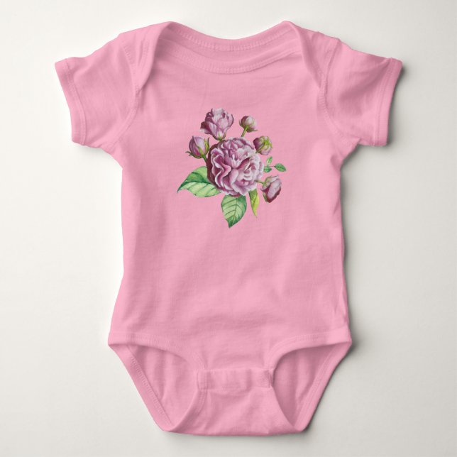 Body Para Bebé Flores de jardín de camelias rosas (Anverso)