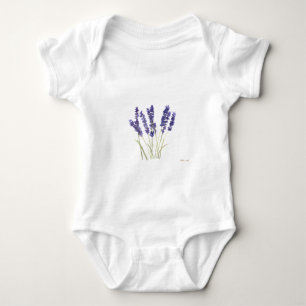 Body Para Bebé Flores de lavanda aguaflorales naturaleza púrpura