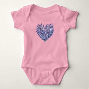 Body Para Bebé Flores de lavanda corazón