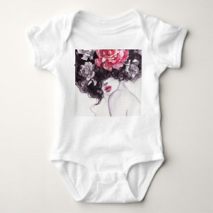 Body Para Bebé Flores De Mujer, Fondo De Color De Moda.