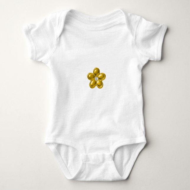 BODY PARA BEBÉ FLORES DE ORO CON DIAMANTE (Anverso)