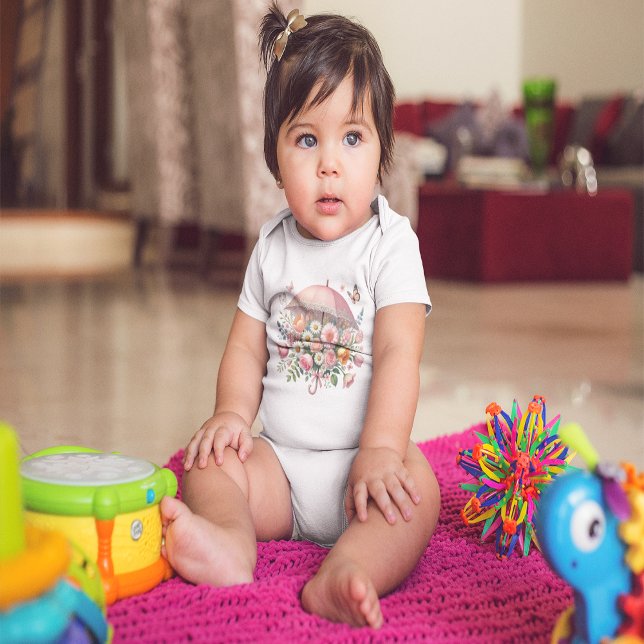 Body Para Bebé Flores de Paraguas de Primavera (Spring Umbrella Flowers Baby Bodysuit)