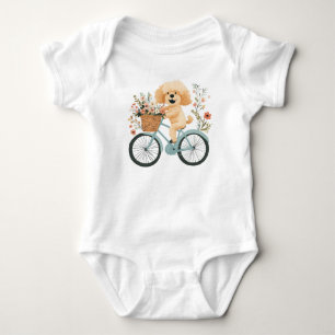 Body Para Bebé Flores de primavera en bicicleta de perro de Cute 