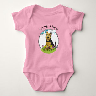 Body Para Bebé Flores de primavera: Perro adorador galés con flor