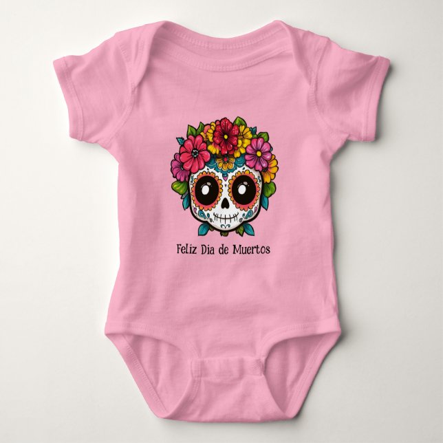 Body Para Bebé 🌹Flores de Recuerdo: Tributo al Día de Muertos (Anverso)