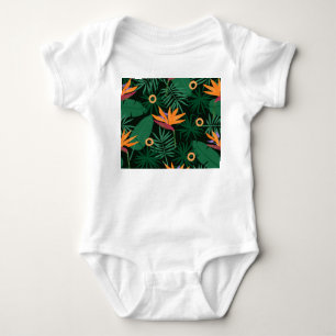 Body Para Bebé Flores de Strelitzia: fondo de vintage tropical