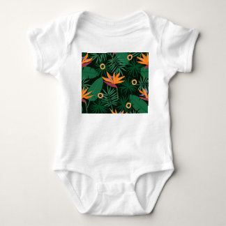 Body Para Bebé Flores de Strelitzia: fondo de vintage tropical