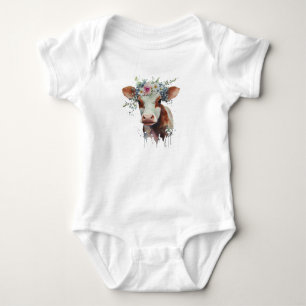 Body Para Bebé Flores de vaca de color rojo y blanco