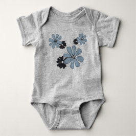 Body Para Bebé Flores gráficas azul retro