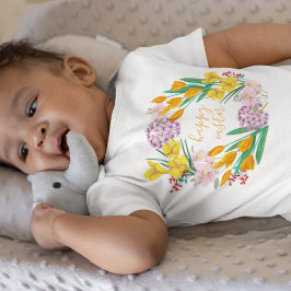 Body Para Bebé Flores modernas amarillas y verdes de primavera fe