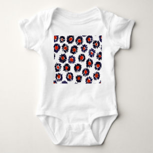 Body Para Bebé Flores pintadas a mano, tónica roja y azul.